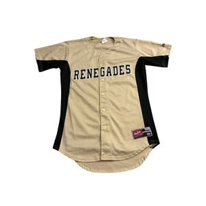 Rawlings Baseball Jersey Men Medium Tan Black Excellent Renegades Number 25 Mesh